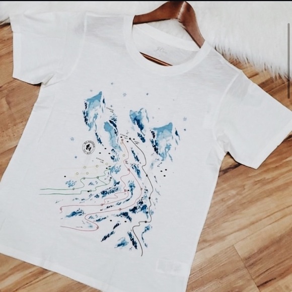 J. Crew Tops - J CREW Graphic Ski Map Tee 2X 3X Crewneck NWT Plus